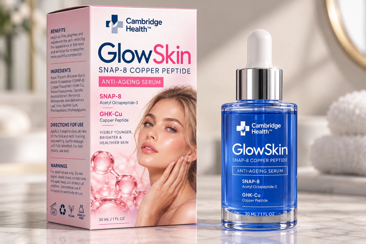 Cambridge Health GlowSkin face serum bottle and packaging